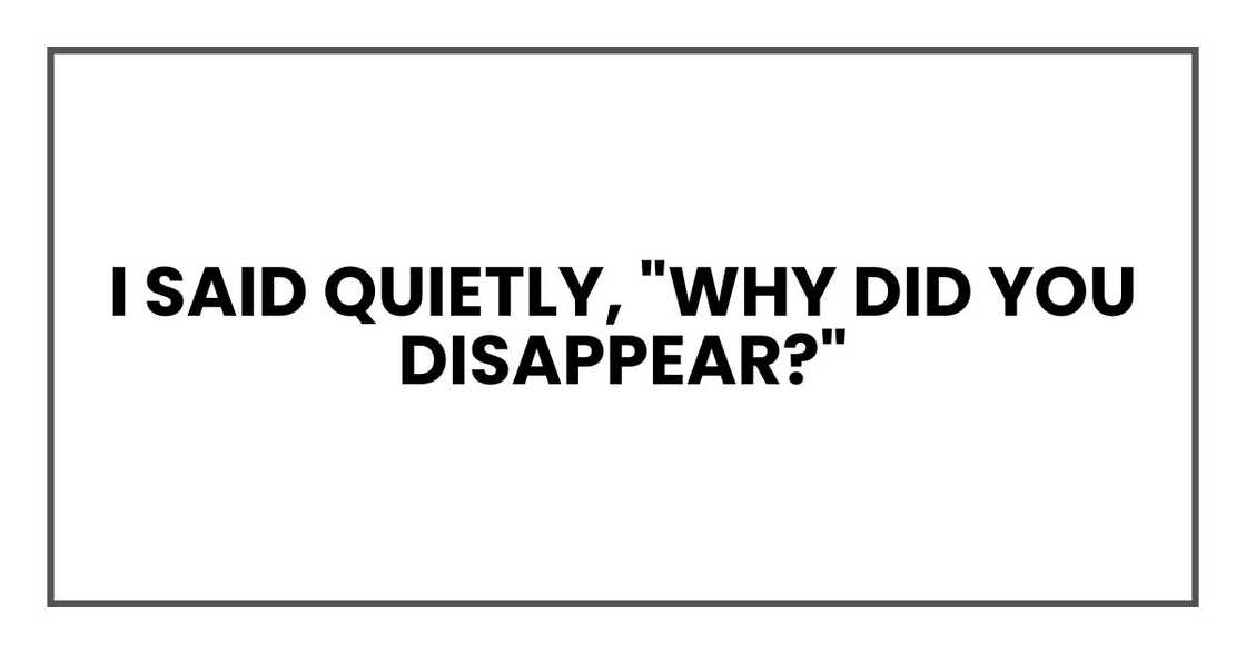 I said quietly, "why did you disappear?"
