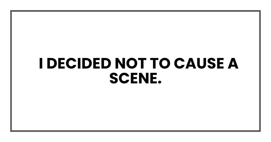 I decided not to cause a scene. I decided not to cause a scene.