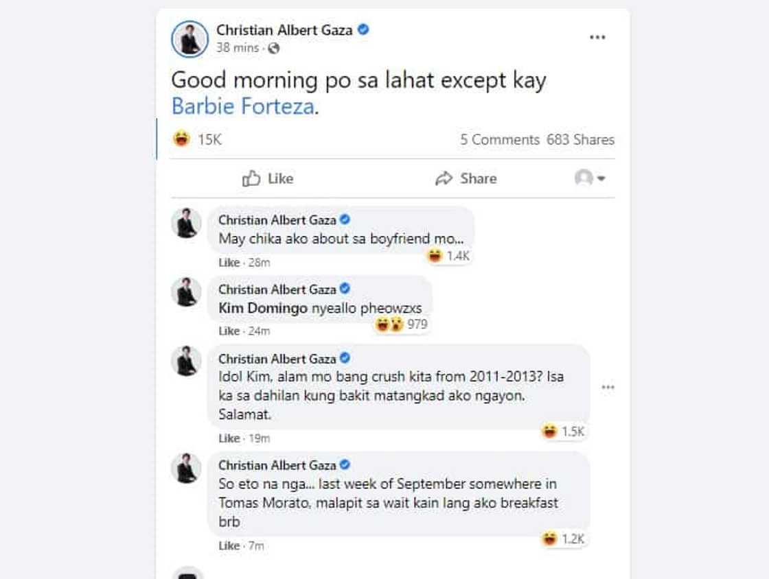 Xian Gaza to Barbie Forteza: “May chika ako about sa boyfriend mo” Xian Gaza to Barbie Forteza: “May chika ako about sa boyfriend mo”