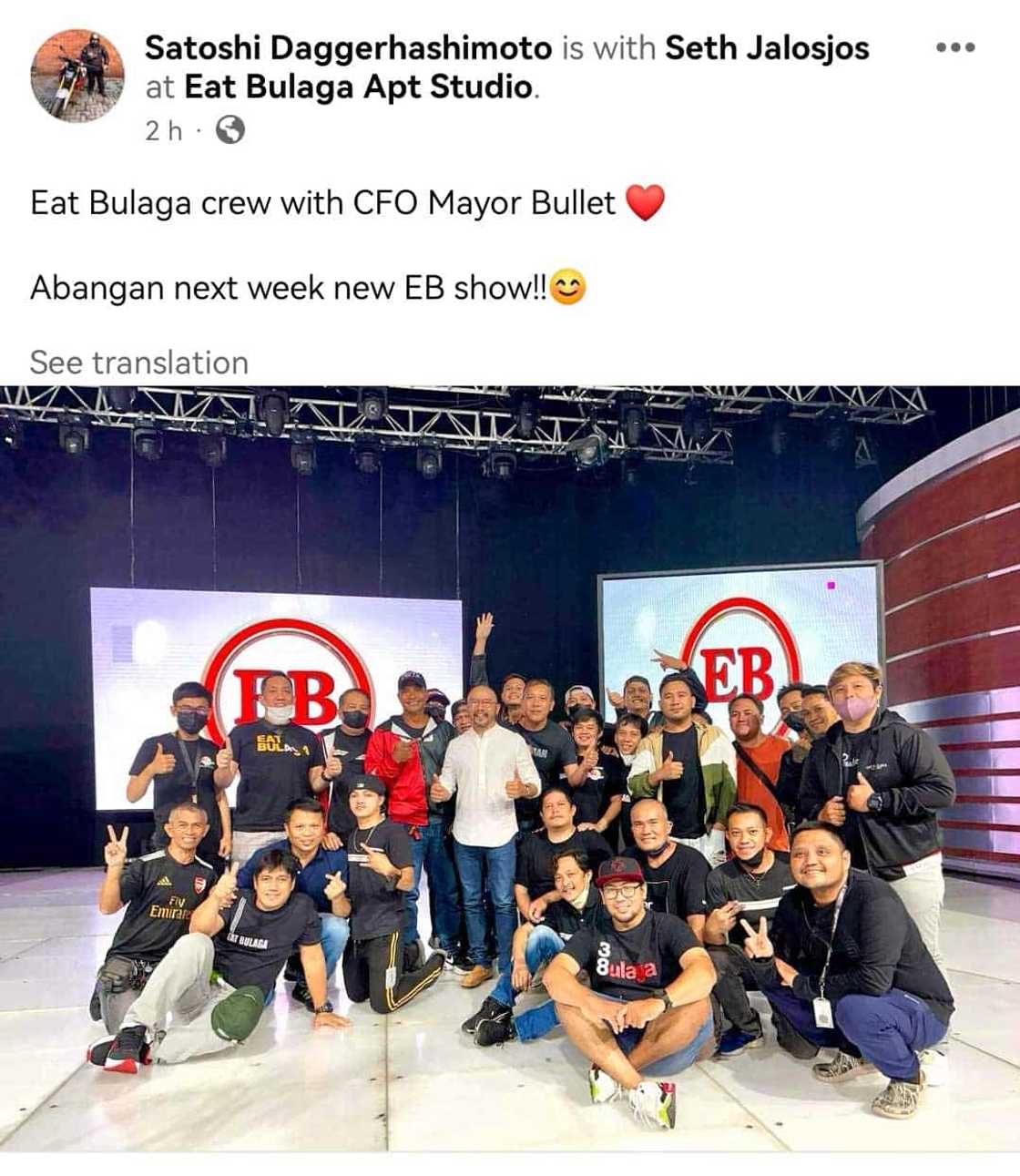 Pic ng “Eat Bulaga” crew kasama ang CFO ng TAPE Inc. na si Mayor Bullet Jalosjos, viral Pic ng “Eat Bulaga” crew kasama ang CFO ng TAPE Inc. na si Mayor Bullet Jalosjos, viral