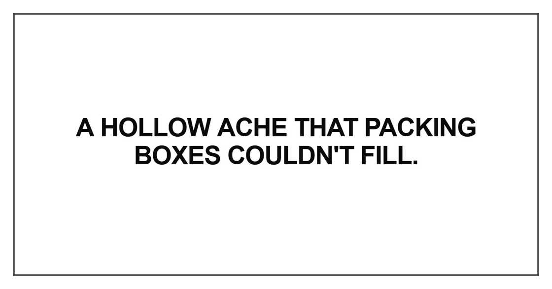 A hollow ache that packing boxes A hollow ache that packing boxes
