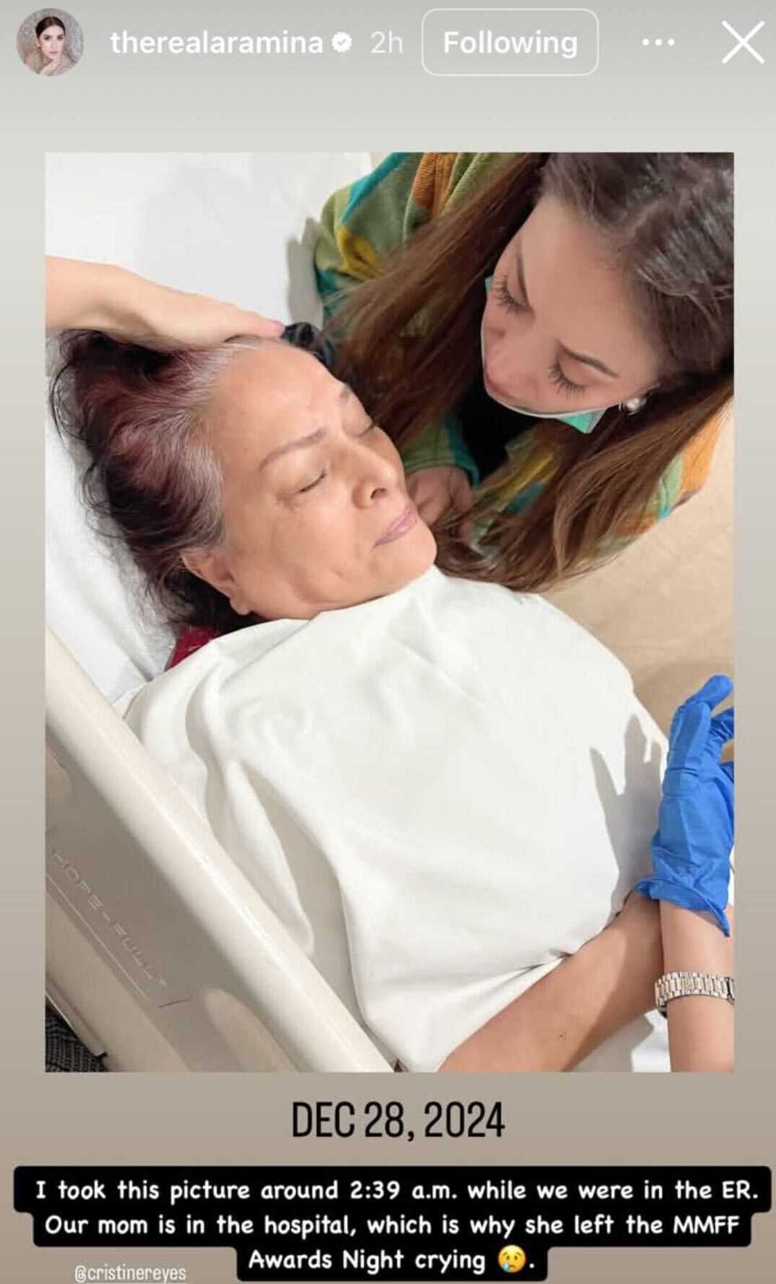 Ara Mina, ipinasilip ang pagbabantay ni Cristine Reyes sa ina na nasa ospital