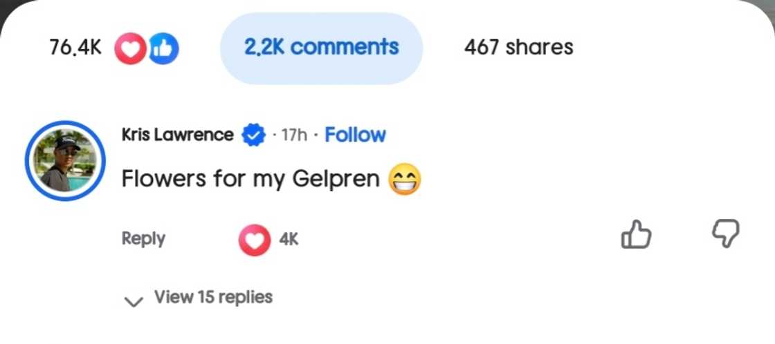 Reaksyon ni Kris Lawrence sa post ni Katrina Halili tungkol sa pinadala niya, nagpakilig