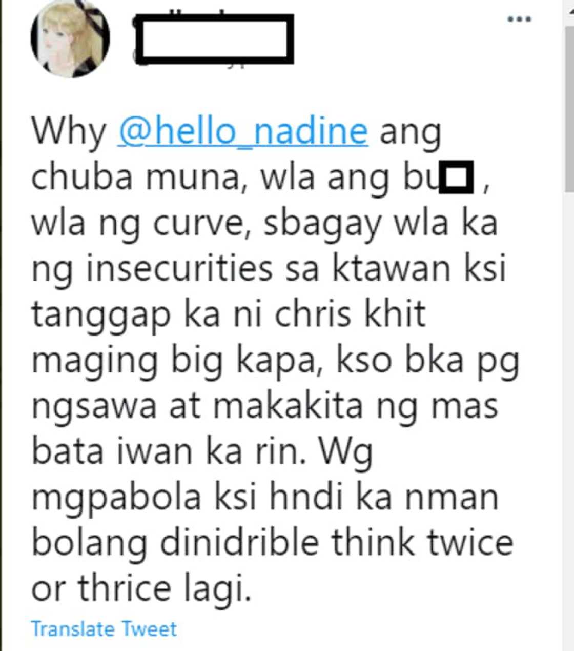 Nadine Lustre reacts to netizen's rude comment about her body: "ew body shamer" Nadine Lustre reacts to netizen's rude comment about her body: "ew body shamer"