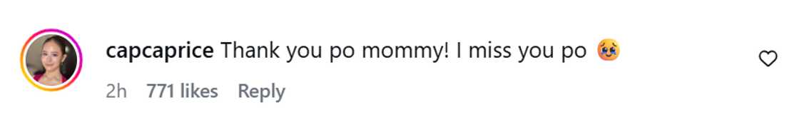 Caprice Cayetano, nakatanggap ng nakakaantig na mensahe mula kay Gladys Reyes Caprice Cayetano, nakatanggap ng nakakaantig na mensahe mula kay Gladys Reyes