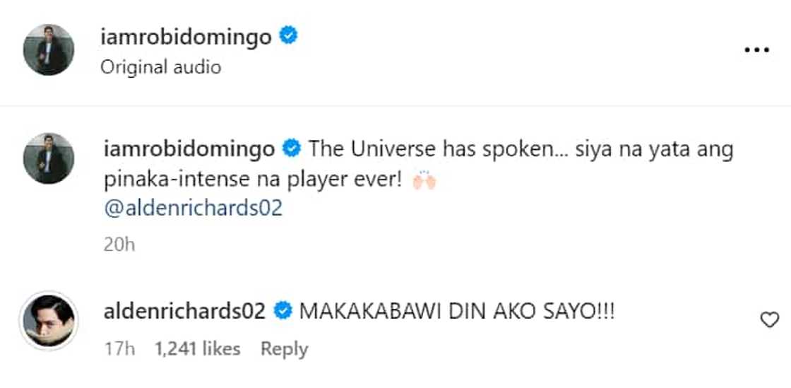 Alden Richards, nag-komento sa post ni Robi Domingo: "Makakabawi din ako sa'yo" Alden Richards, nag-komento sa post ni Robi Domingo: "Makakabawi din ako sa'yo"