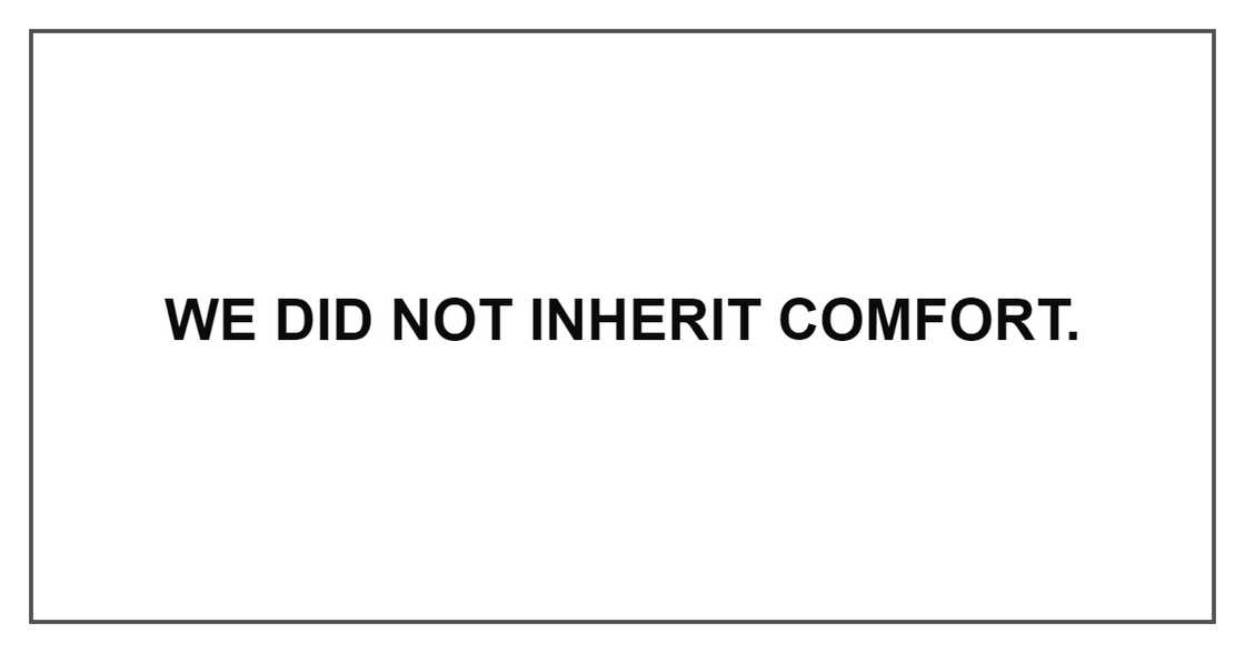 WE DID NOT INHERIT COMFORT