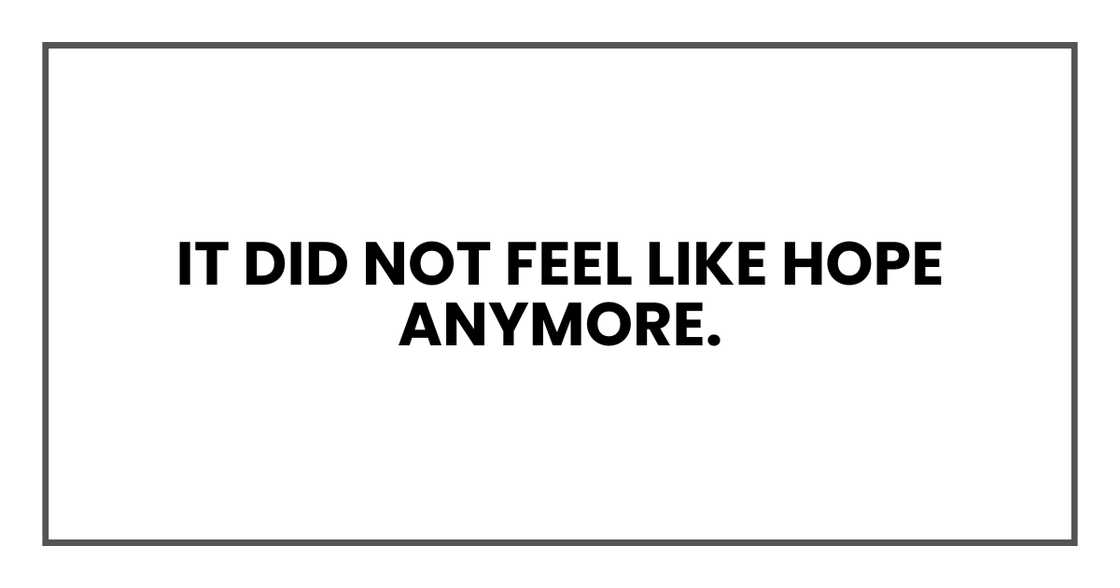 It did not feel like hope anymore It did not feel like hope anymore
