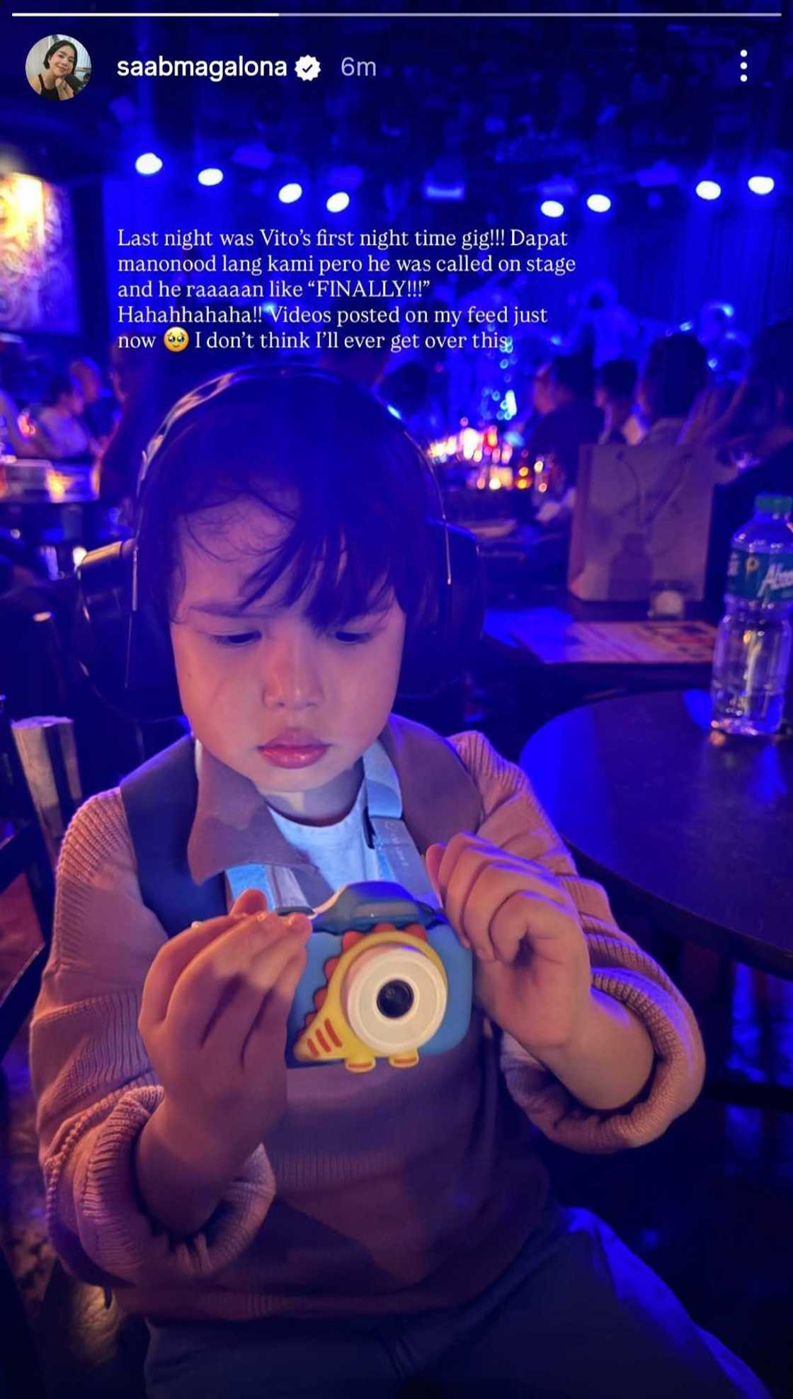 Saab Magalona shares a cute video of Vito performing at his first night-time gig Saab Magalona shares a cute video of Vito performing at his first night-time gig