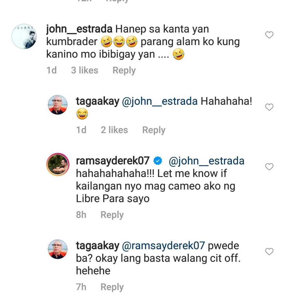 Derek Ramsay at John Estrada, nagkapalitan ng mensahe sa post ng isang direktor Derek Ramsay at John Estrada, nagkapalitan ng mensahe sa post ng isang direktor