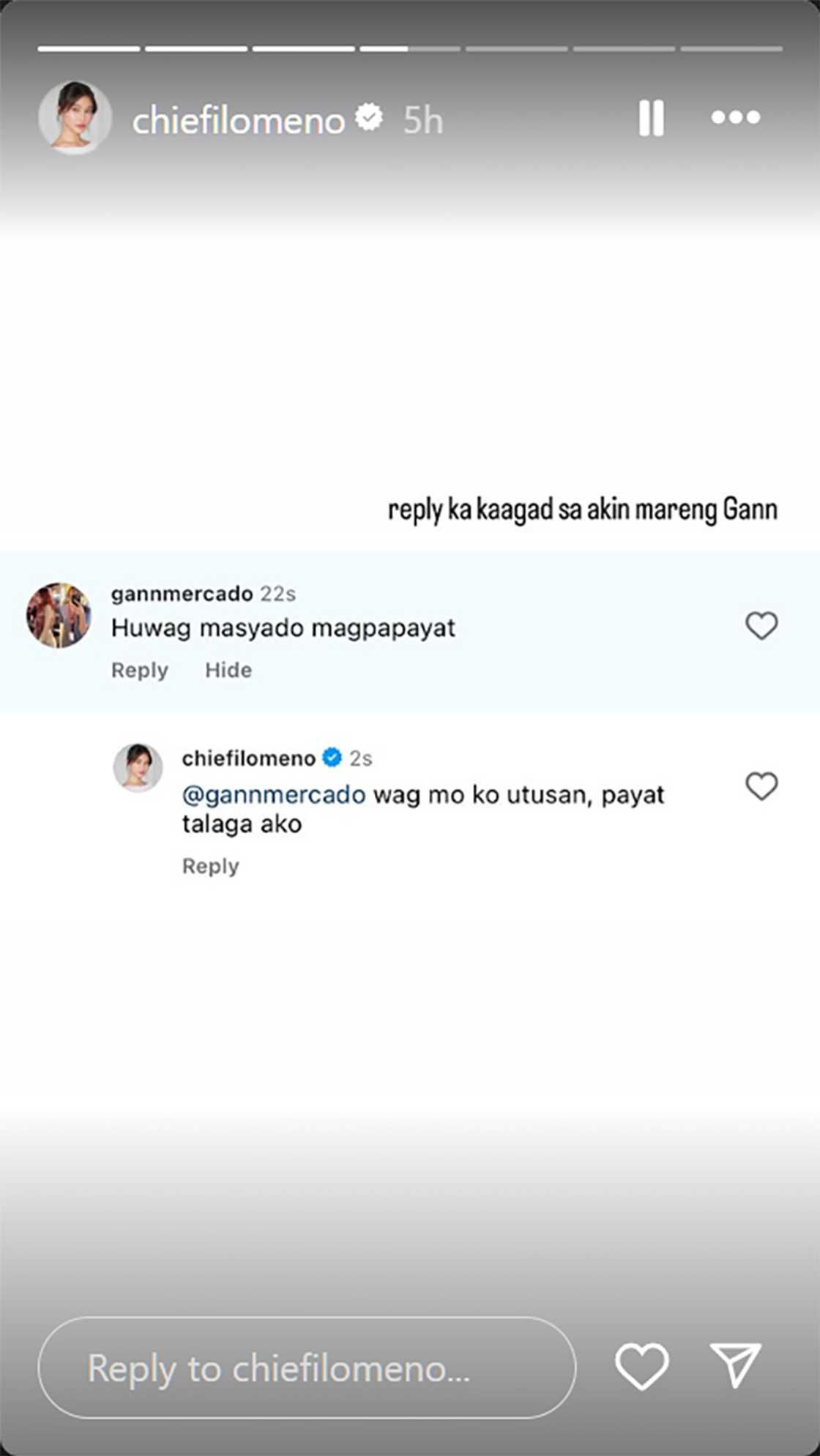 Chie Filomeno, tinalakan isang netizen: “Wag mo ko utusan”