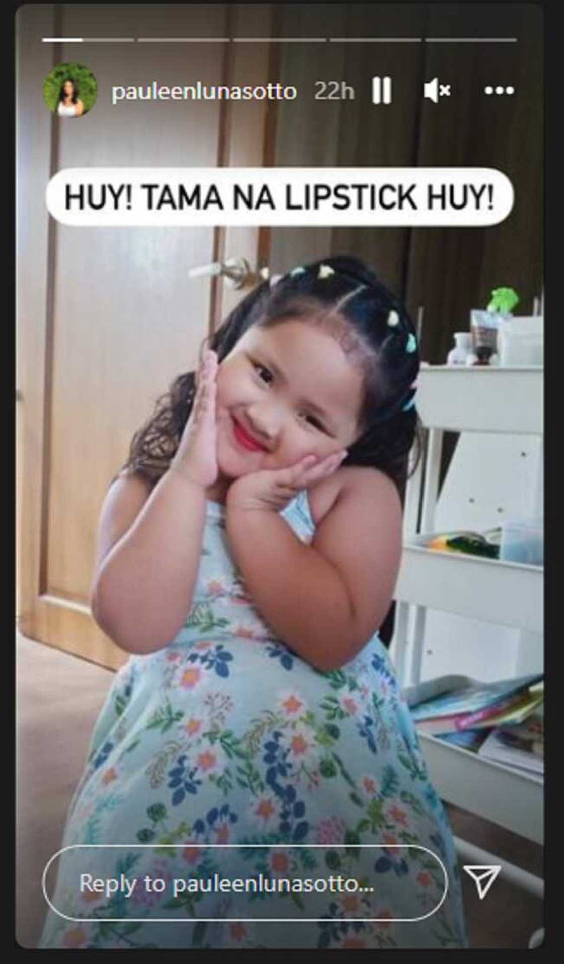Pauleen Luna posts adorable photo of Tali wearing lipstick Pauleen Luna posts adorable photo of Tali wearing lipstick