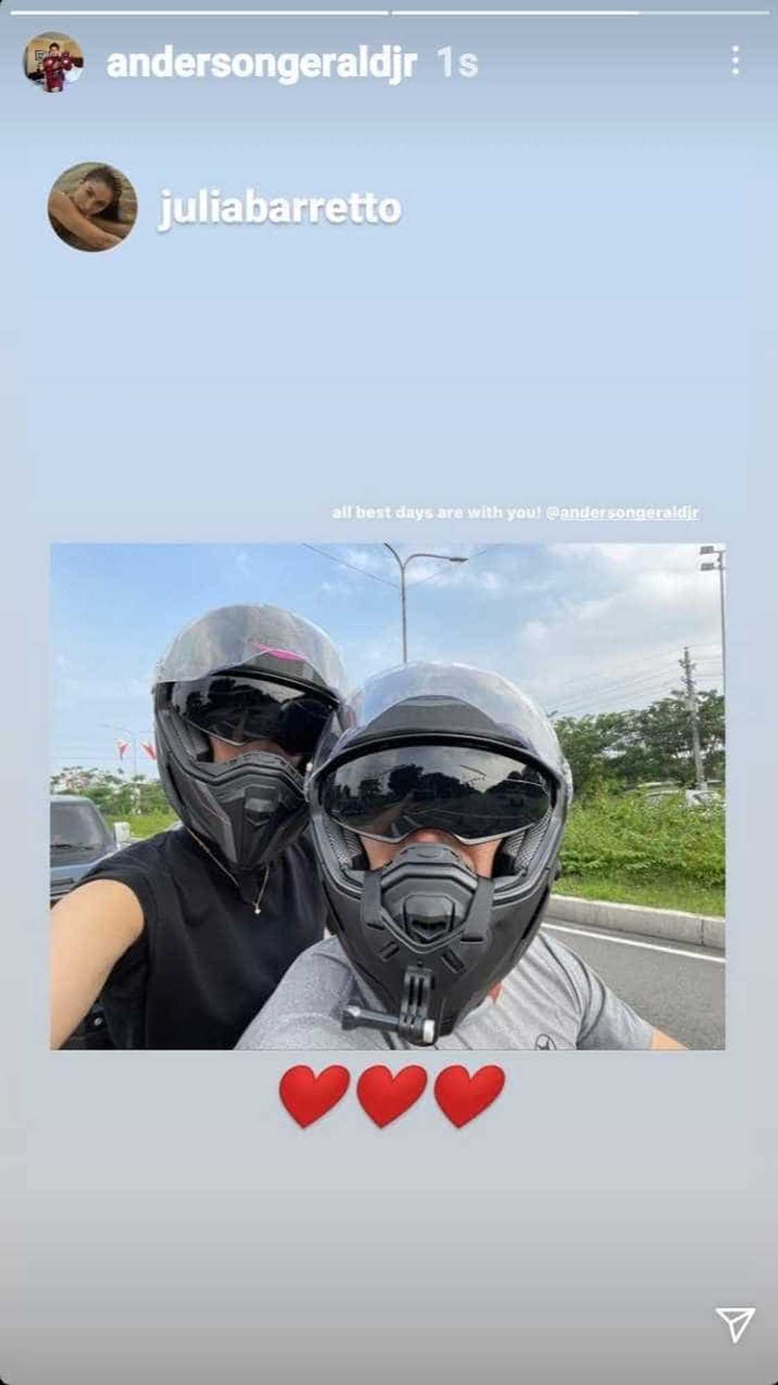 Gerald Anderson goes on a motorcycle ride with Julia Barretto