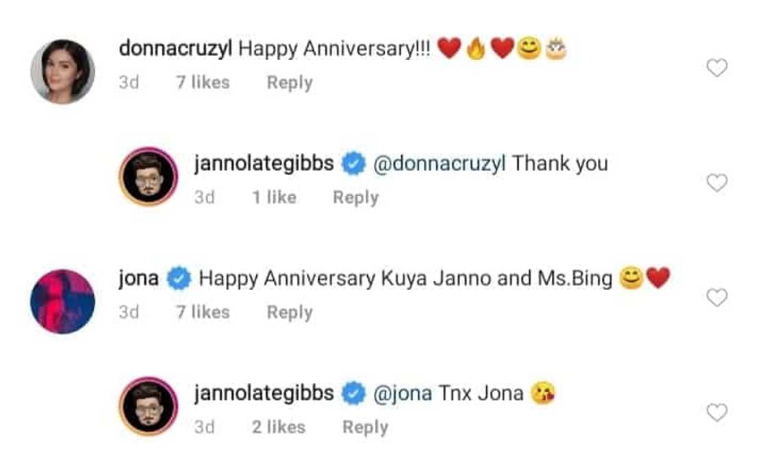 Gretchen Barretto, other celebrities greet Janno Gibbs and Bing Loyzaga on their anniversary