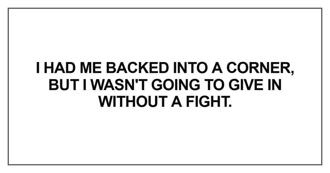 I had me backed into a corner I had me backed into a corner