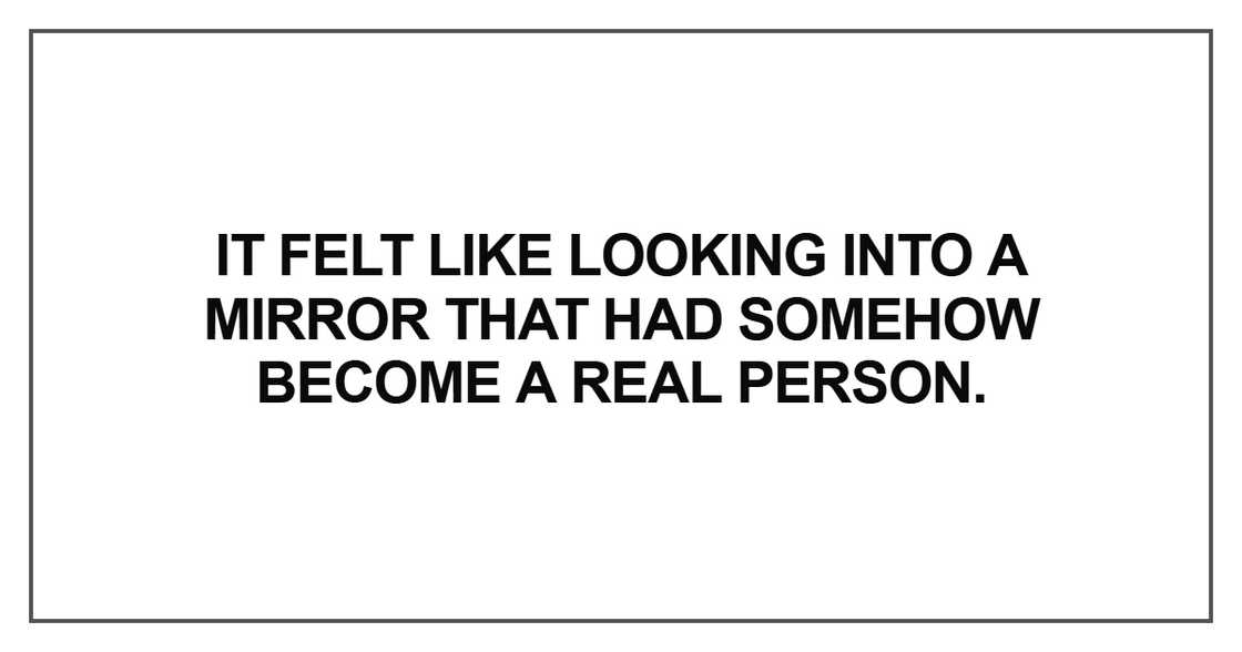 It felt like looking into a mirror that had It felt like looking into a mirror that had
