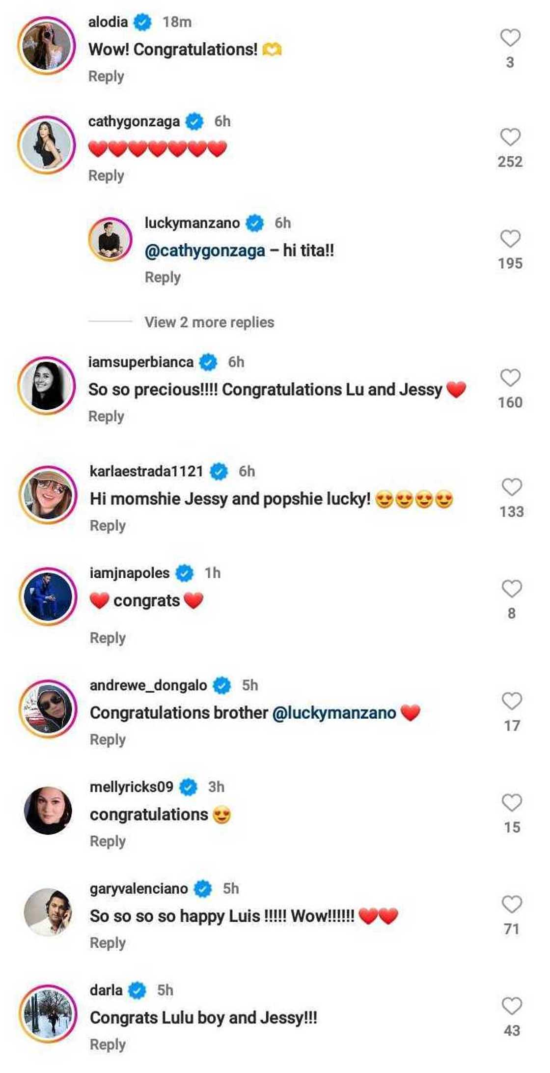 Celebrities congratulate Jessy Mendiola and Luis Manzano who welcome their first baby