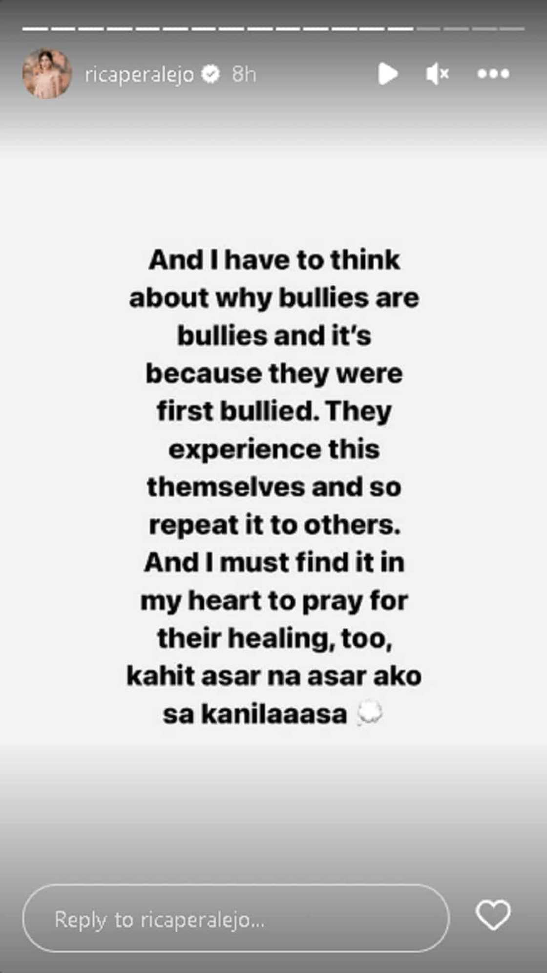Rica Peralejo, ipinapanalangin na lang mga bullies kahit asar na siya sa kanila: “Pray for their healing” Rica Peralejo, ipinapanalangin na lang mga bullies kahit asar na siya sa kanila: “Pray for their healing”