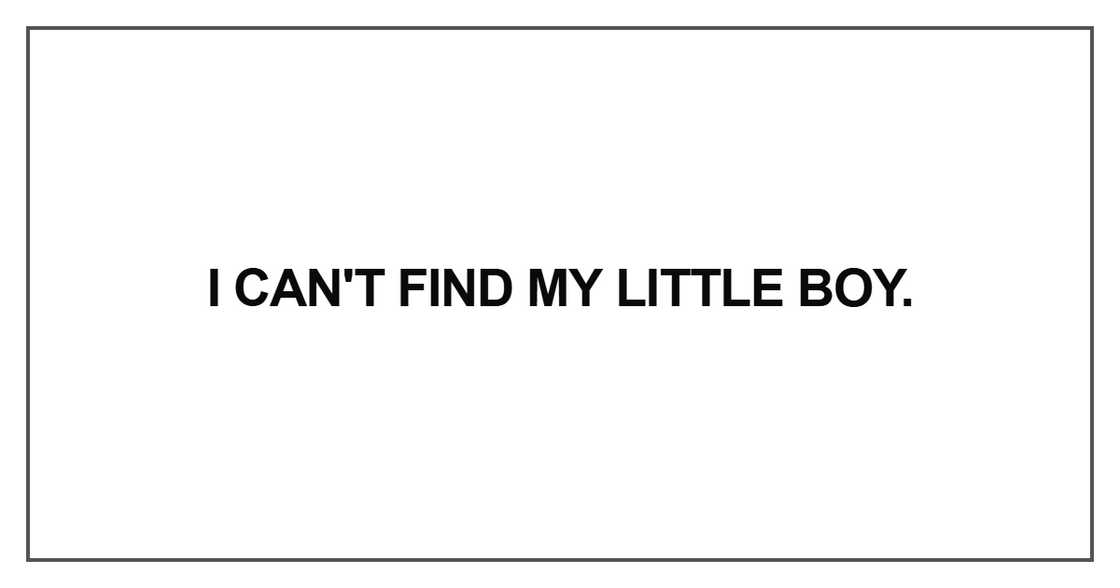 I can't find my little boy I can't find my little boy