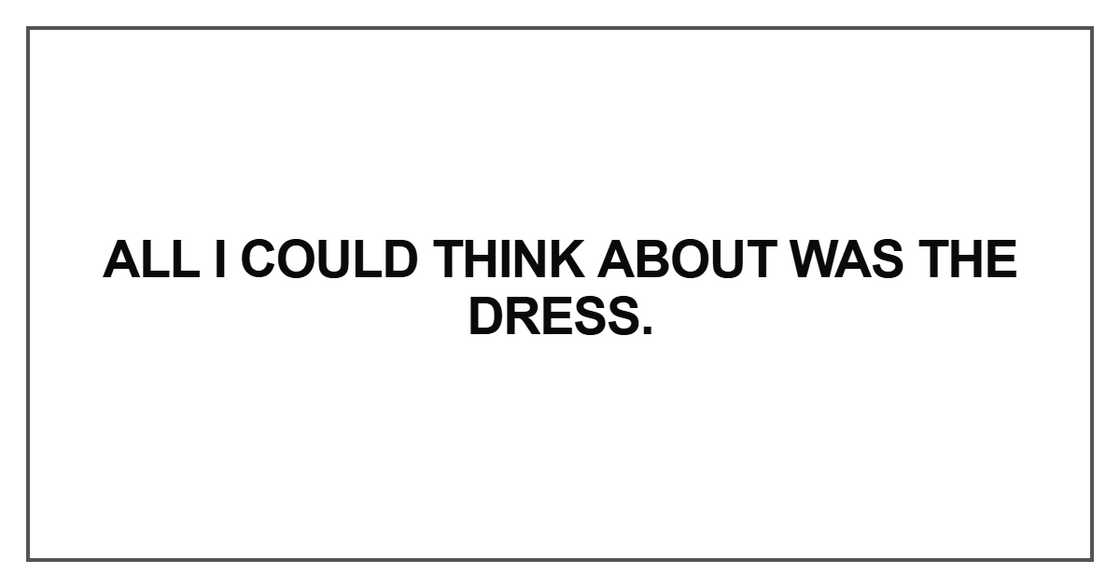 All I could think about was the dress All I could think about was the dress