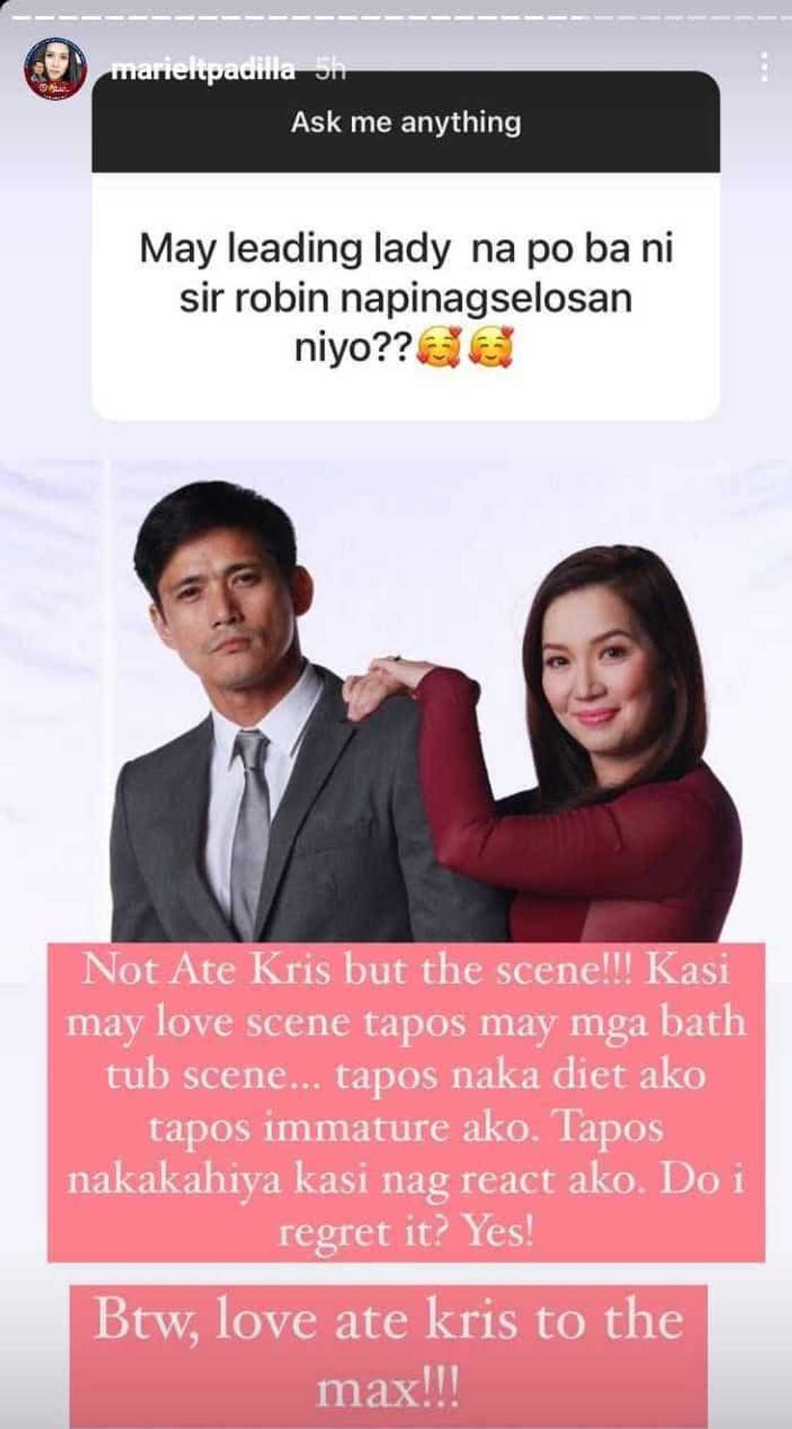 Mariel Padilla, nagselos sa eksena nina Robin Padilla at Kris Aquino Mariel Padilla, nagselos sa eksena nina Robin Padilla at Kris Aquino