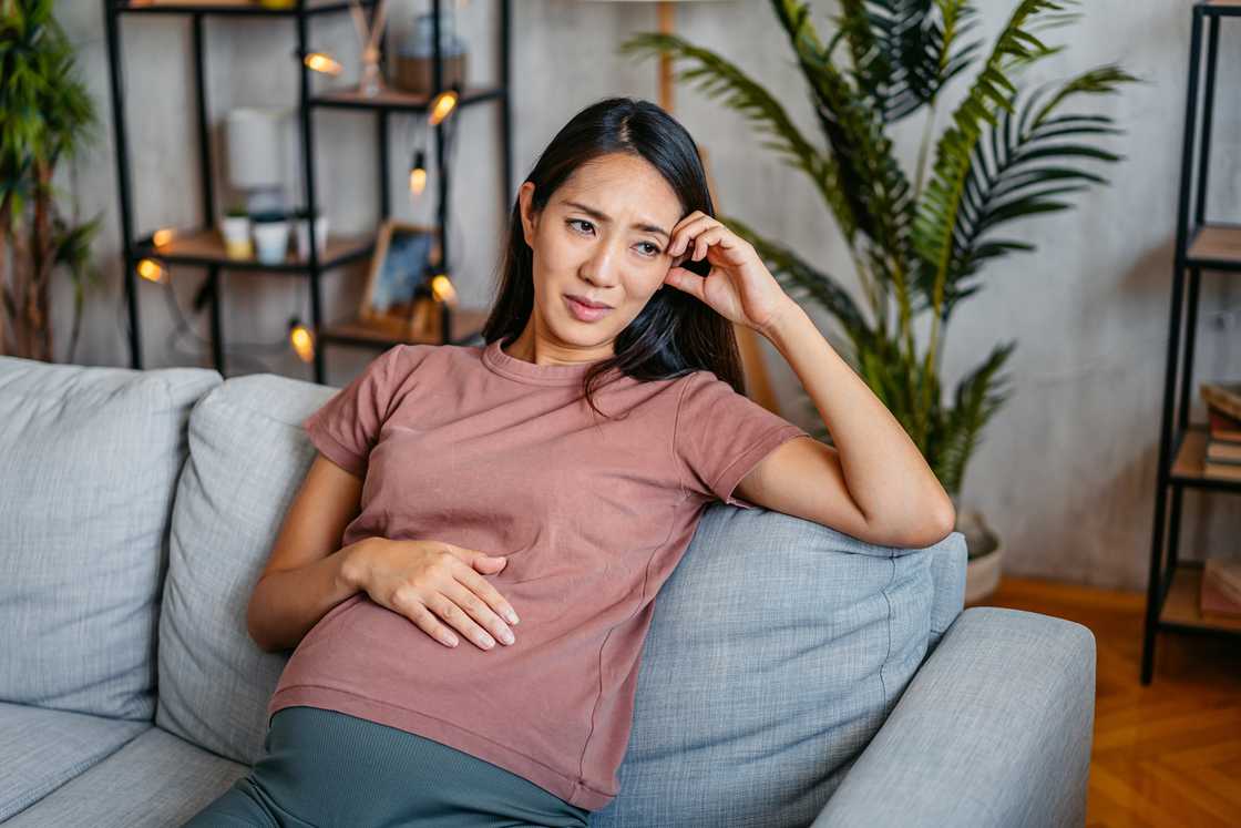 A stressed expectant lady