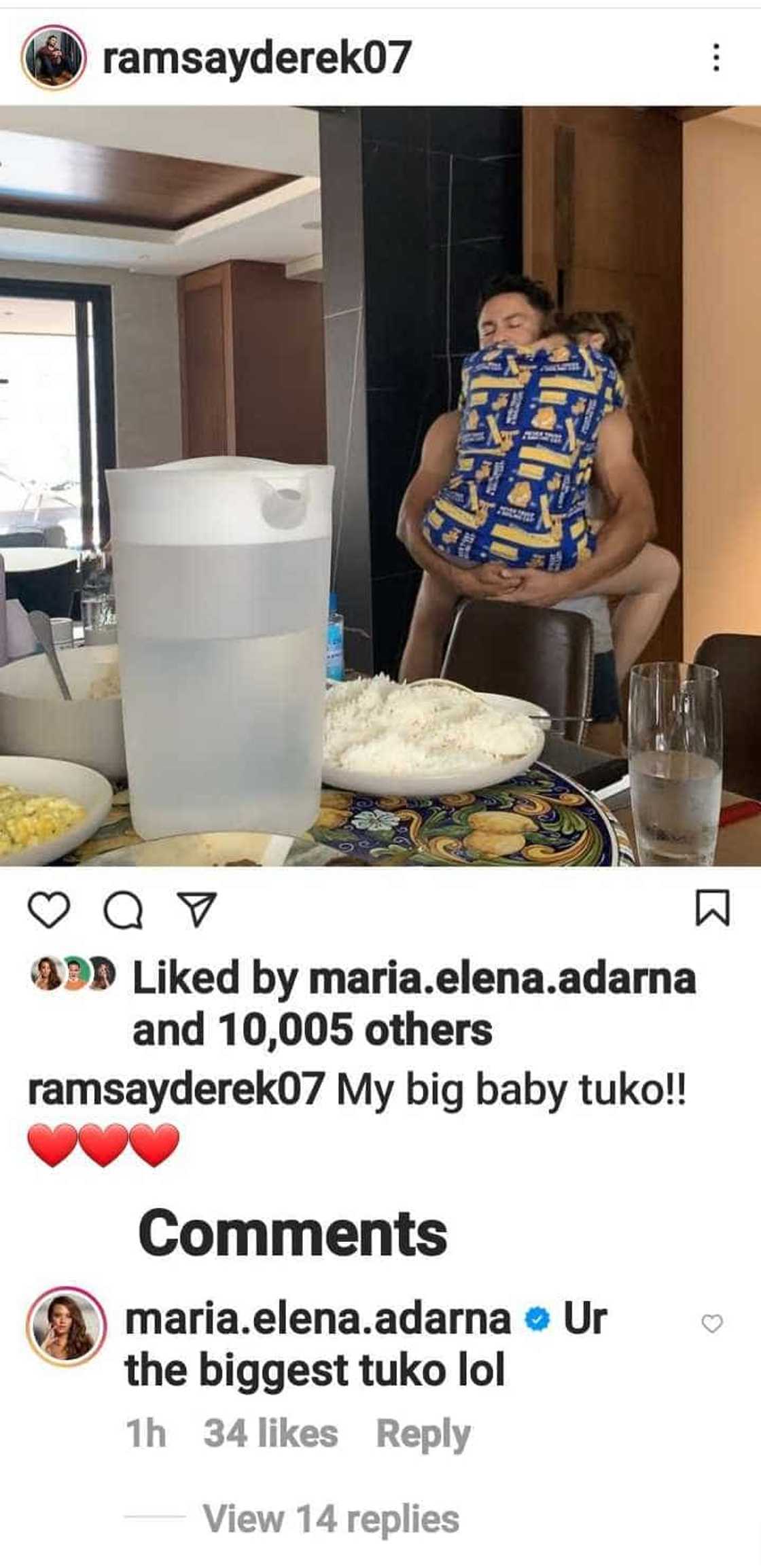 Derek Ramsay’s photo showing him carrying his “big baby tuko” goes viral Derek Ramsay’s photo showing him carrying his “big baby tuko” goes viral