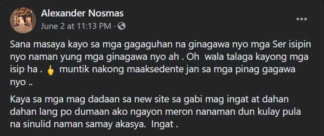 Ilang rider sa Bulacan, biktima ng umano'y sinulid sa daan na muntik makagisgrasya sa kanila Ilang rider sa Bulacan, biktima ng umano'y sinulid sa daan na muntik makagisgrasya sa kanila