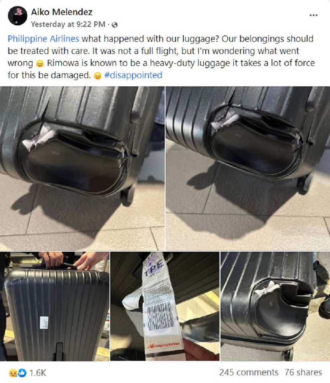 Aiko Melendez, umalma sa airline na nakasira raw ng kanyang maleta: "Our belongings must be treated with care"