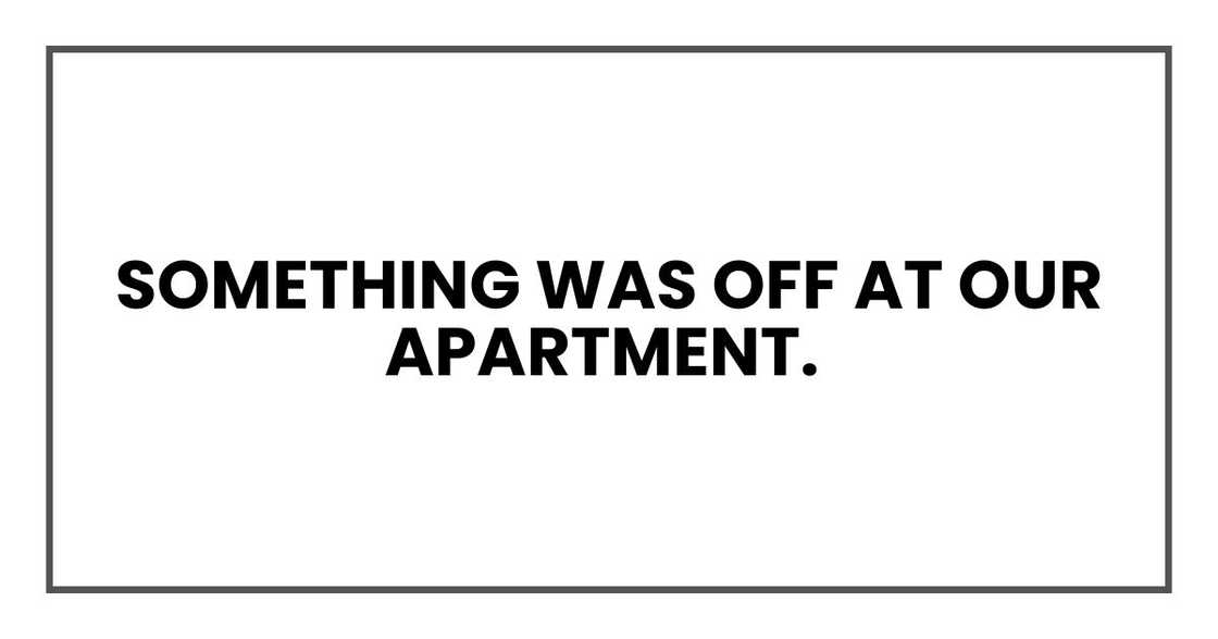 Something was off at our apartment. Something was off at our apartment.