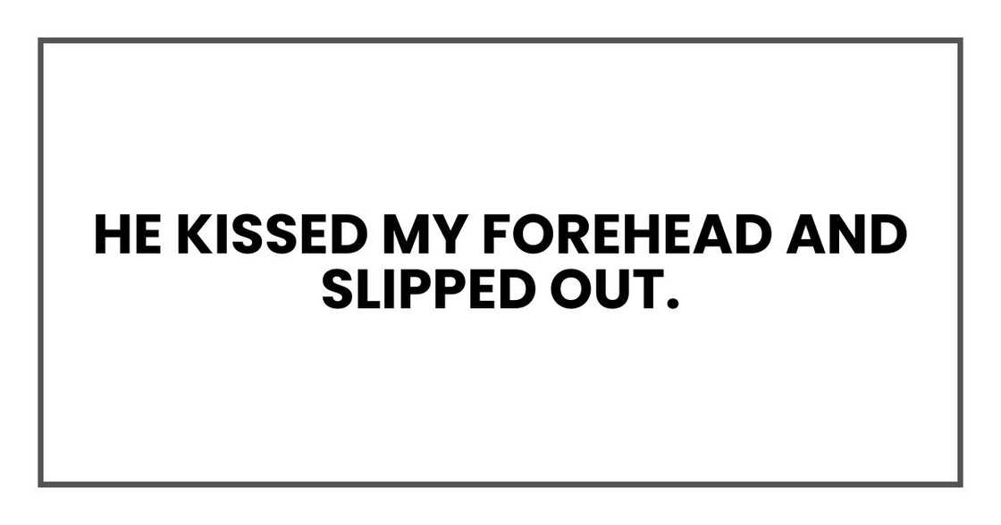 He kissed my forehead and slipped out.