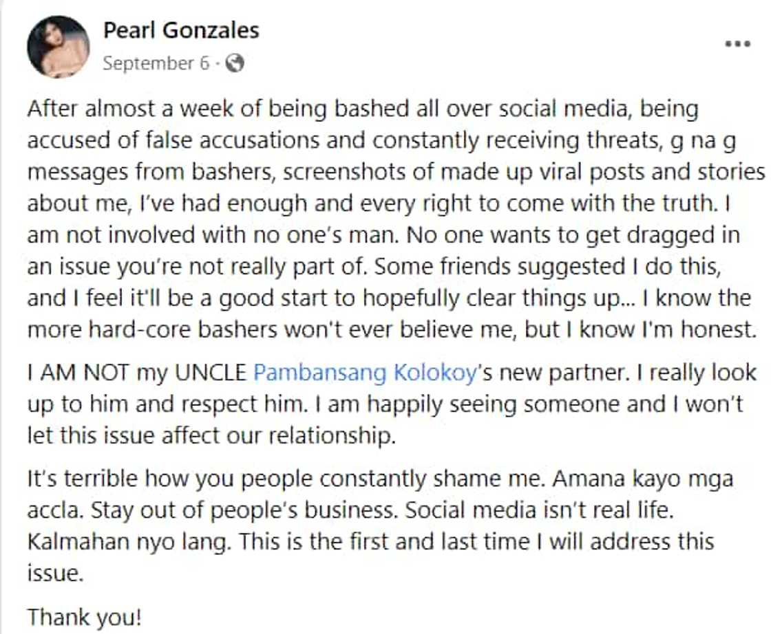 Pearl Gonzales, nilinaw na hindi siya ang karelasyon ni Pambansang Kolokoy Pearl Gonzales, nilinaw na hindi siya ang karelasyon ni Pambansang Kolokoy