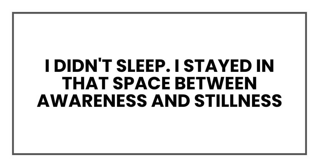 I didn't sleep. I stayed in that space between awareness and stillness