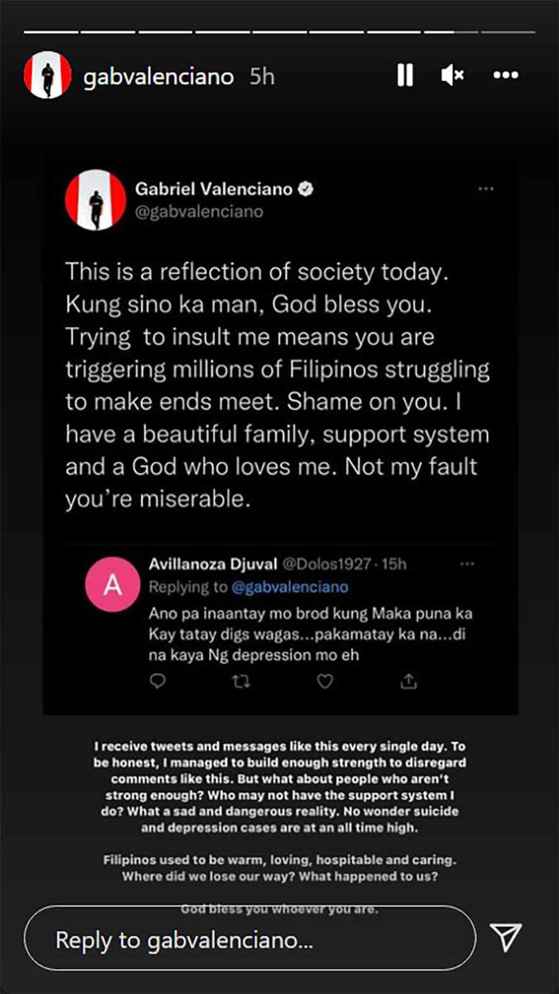 Gab Valenciano, niresbakan ng bongga ang kanyang basher sa social media: “Not my fault you’re miserable”