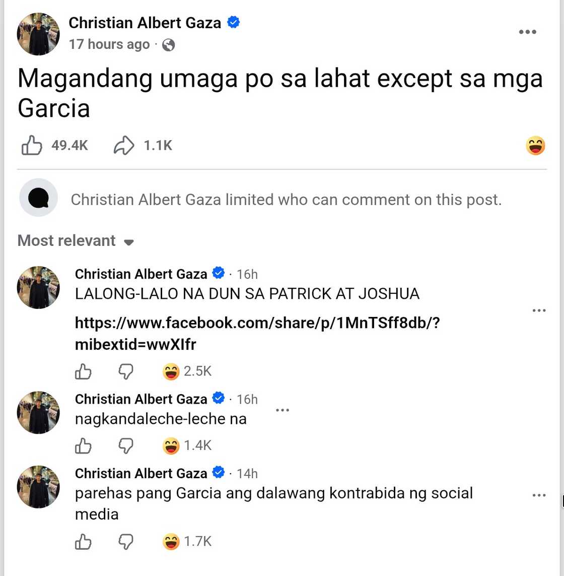Xian Gaza, imbiyerna sa dalawang Garcia; binati ang lahat maliban sa kanila