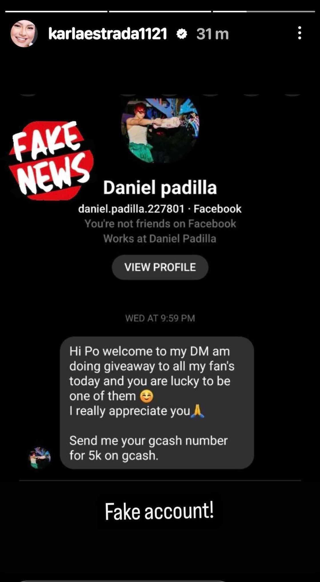 Karla Estrada, binalaan ang netizens ukol sa fake account ni Daniel Padilla Karla Estrada, binalaan ang netizens ukol sa fake account ni Daniel Padilla