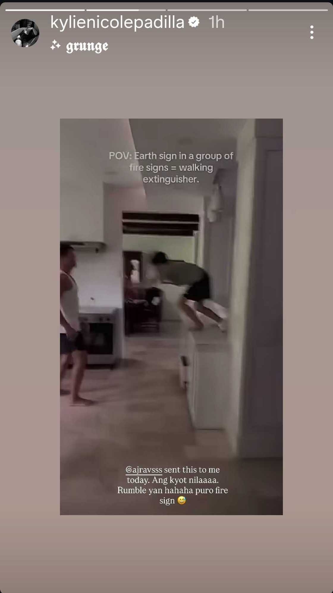 Kylie Padilla reacted to a video from AJ Raval: “Rumble yan hahaha”