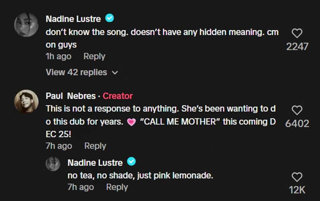Nadine Lustre nilinaw ang “no tea, no shade” isyu matapos mag-trending ang TikTok video Nadine Lustre nilinaw ang “no tea, no shade” isyu matapos mag-trending ang TikTok video