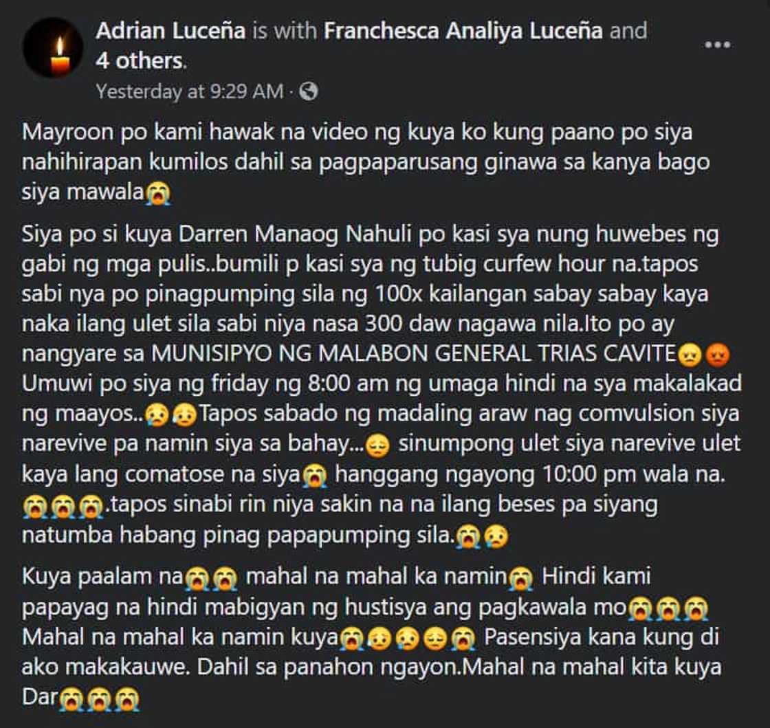 Lalaking lumabag sa curfew at pinag-pumping, na-coma ngunit pumanaw din