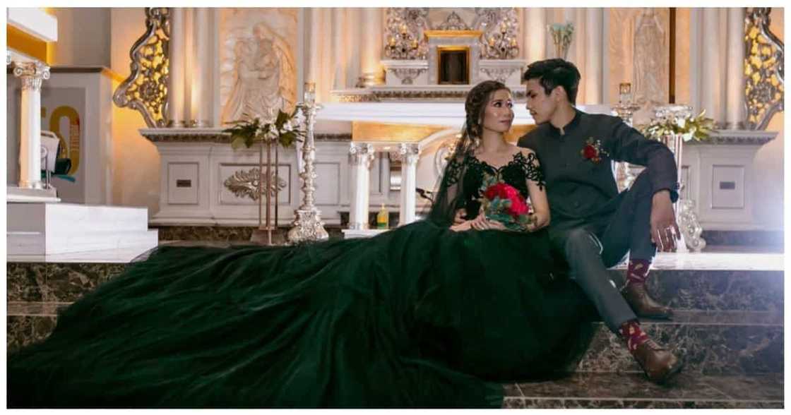 Black wedding gown ng bride, nagpa-wow sa maraming netizens