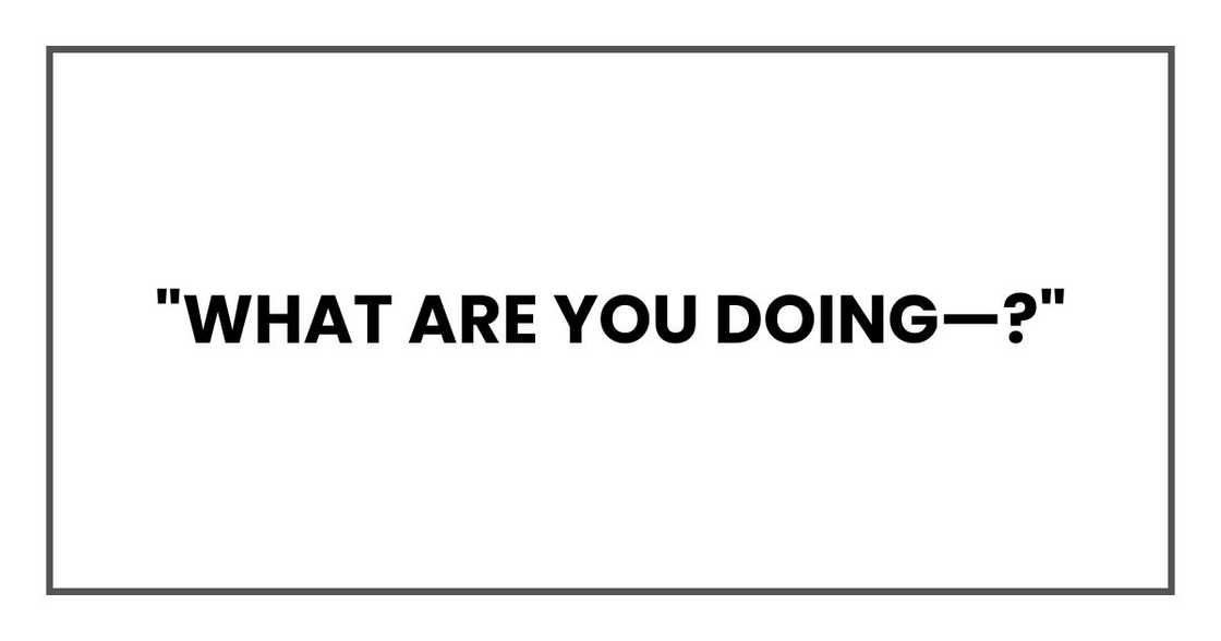 "What are you doing—?" "What are you doing—?"