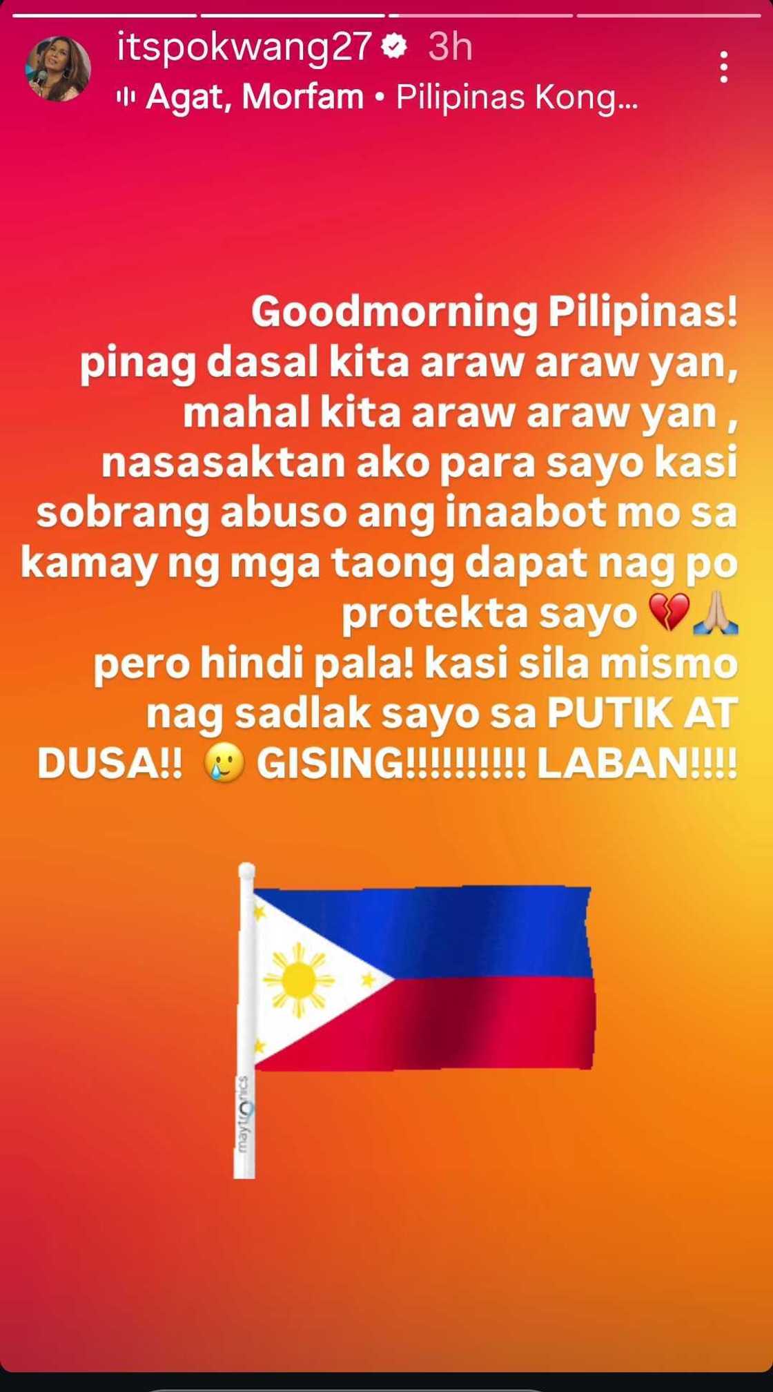 Pokwang voices concern for the nation in emotional post