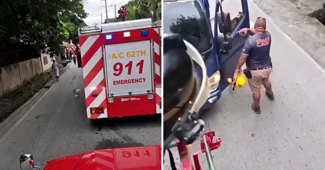 Dump truck drivers allegedly under the employ of an LGU harass firemen at emergency site