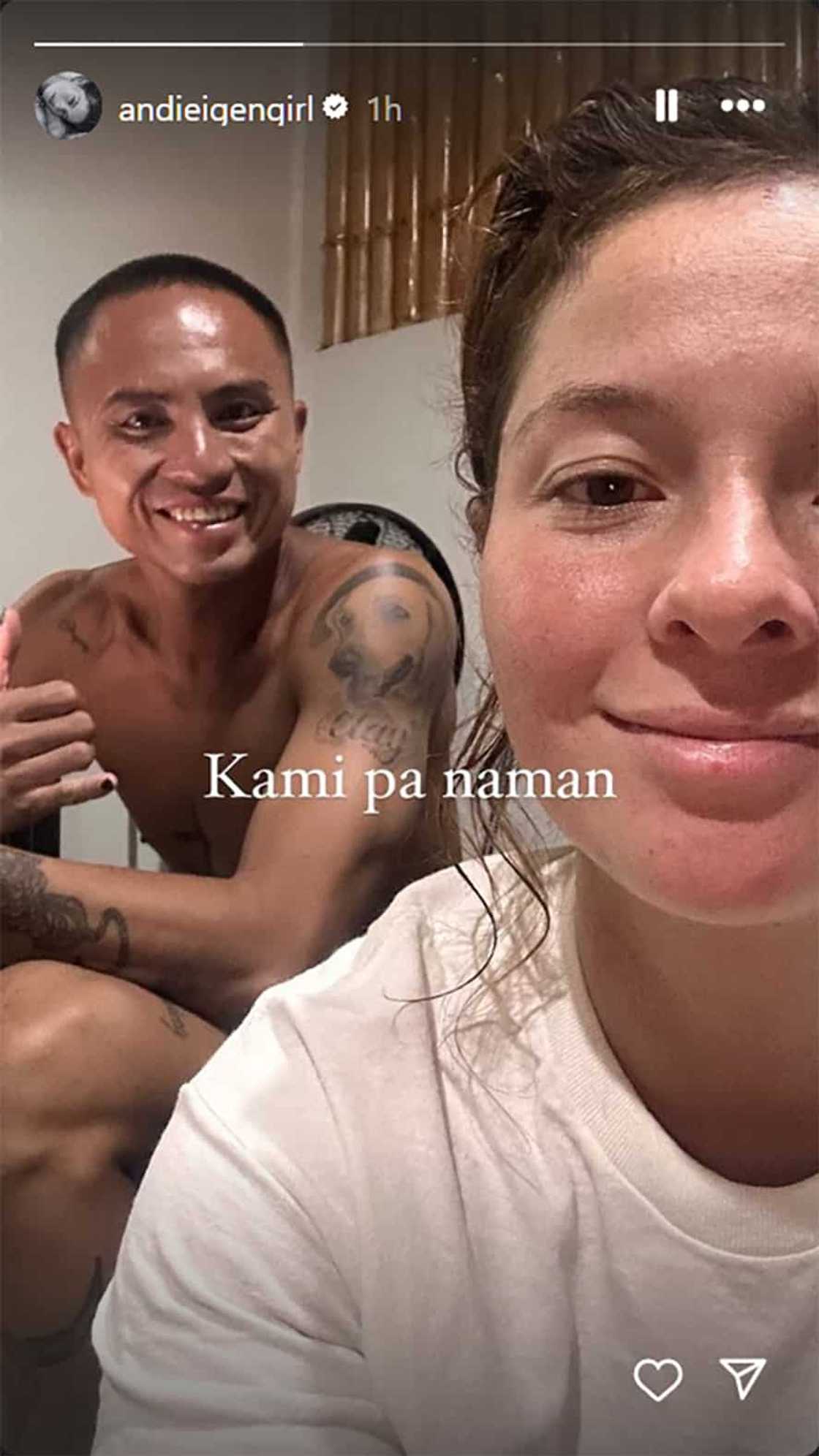 Andi Eigenmann, tinuldukan ang mga haka-hakang hiwalay na sila ni Philmar Alipayo: “Kami pa naman” Andi Eigenmann, tinuldukan ang mga haka-hakang hiwalay na sila ni Philmar Alipayo: “Kami pa naman”