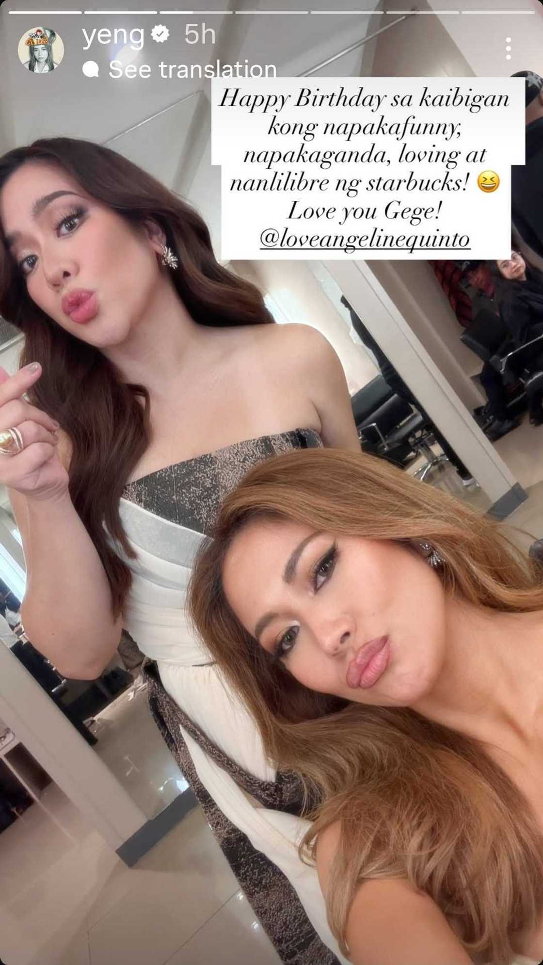 Angeline Quinto receives sweet birthday greeting from Yeng Constantino Angeline Quinto receives sweet birthday greeting from Yeng Constantino