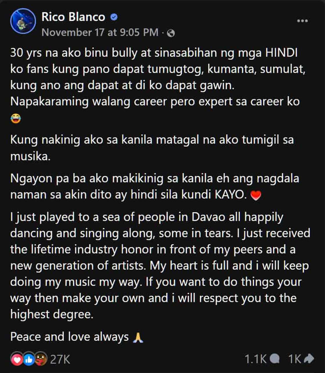 Rico Blanco, 30-taon na raw binu-bully: “Kung nakinig ako sa kanila matagal na’ko tumigil sa musika” Rico Blanco, 30-taon na raw binu-bully: “Kung nakinig ako sa kanila matagal na’ko tumigil sa musika”