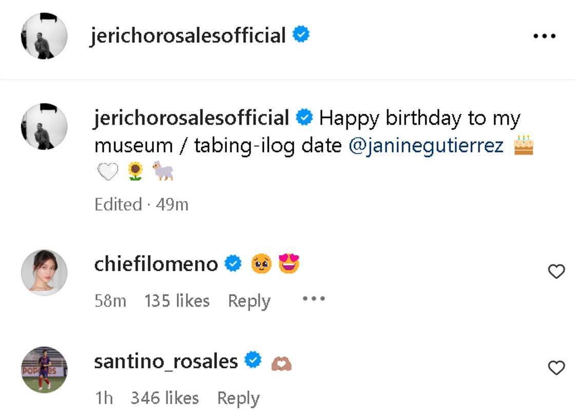 Santino Rosales, nag-react sa pagbati ni Jericho Rosales kay Janine Gutierrez