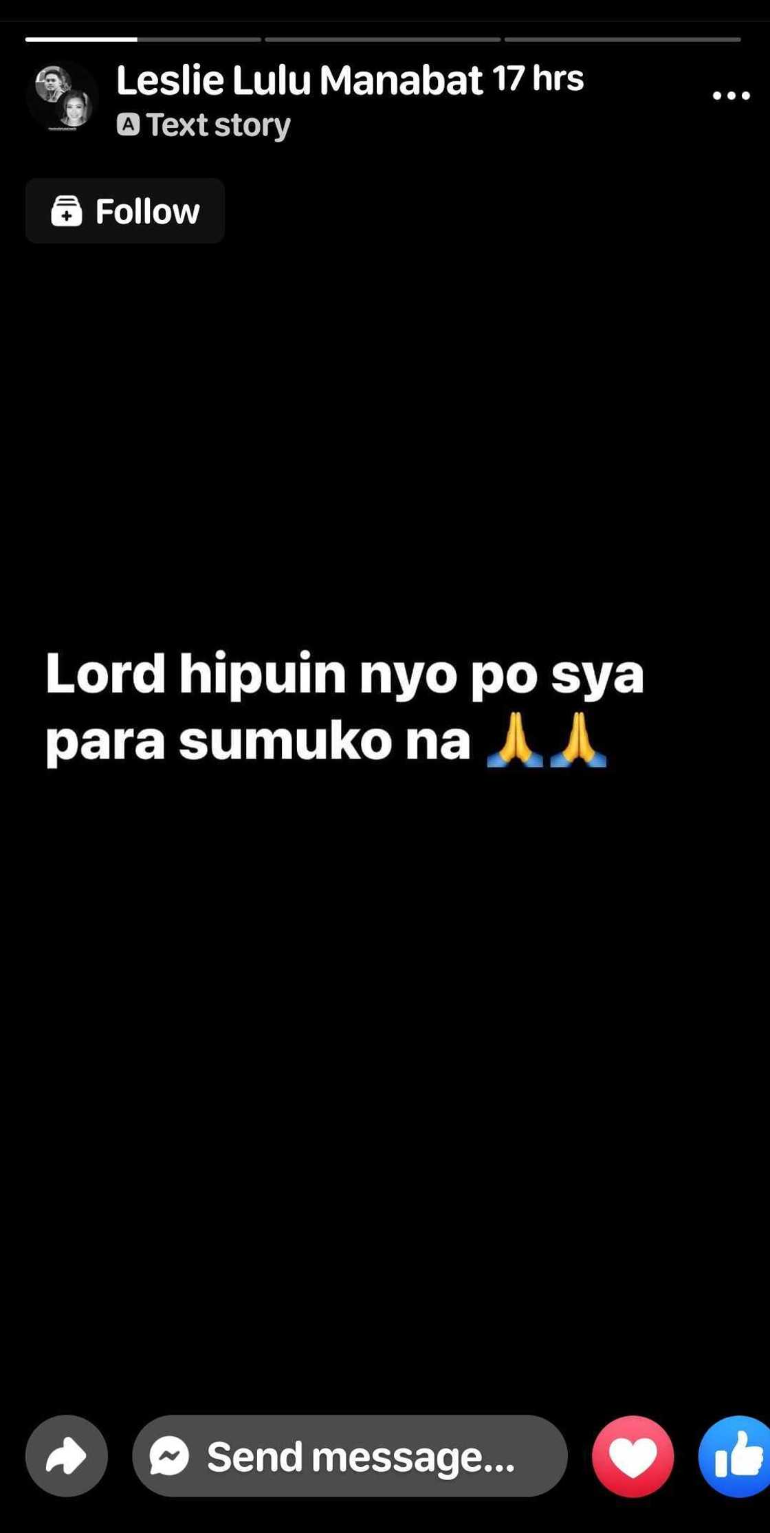 Kapatid ni Lerms Lulu, may dasal ukol sa taong nais niyang sumuko na Kapatid ni Lerms Lulu, may dasal ukol sa taong nais niyang sumuko na