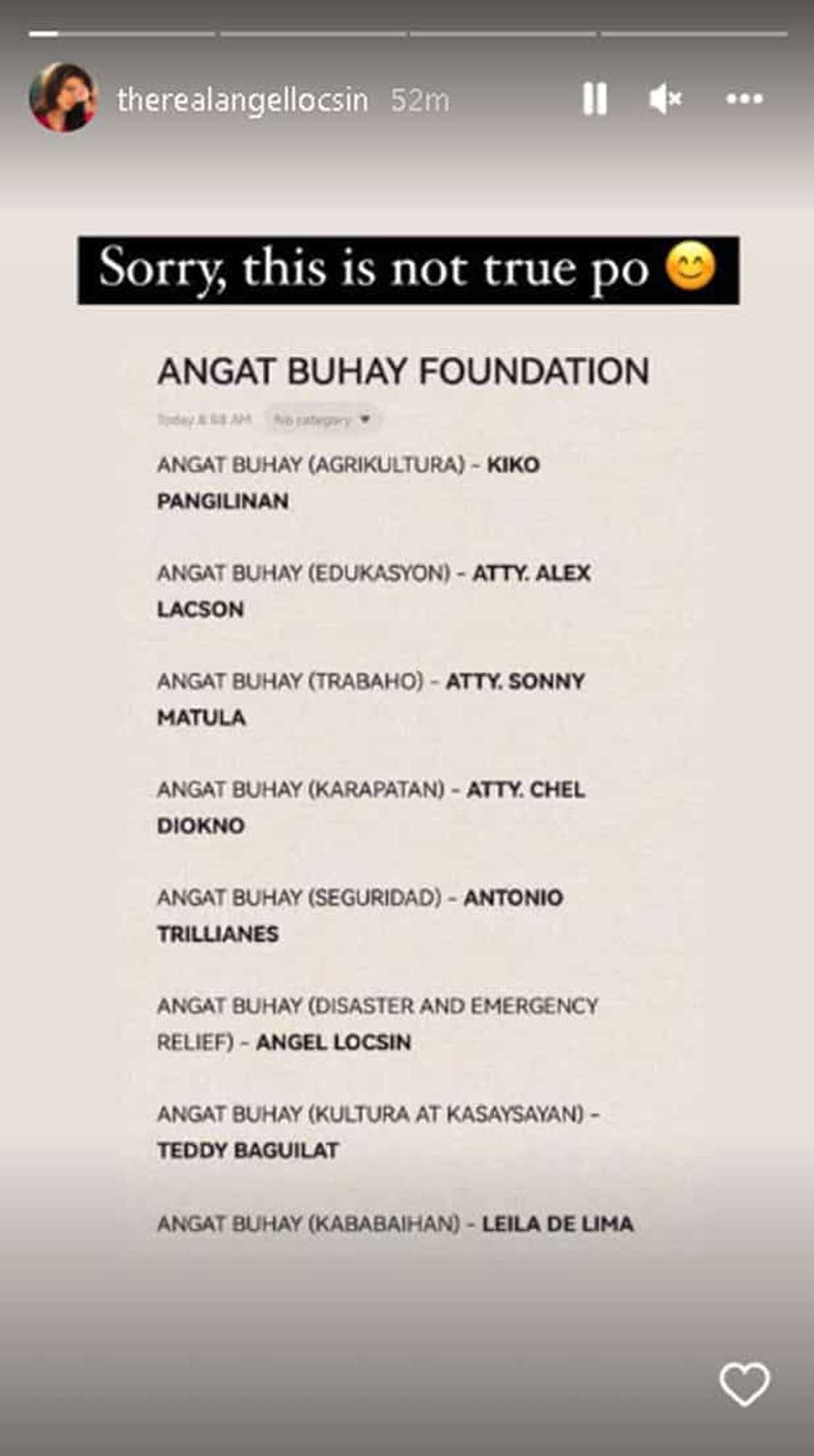 Angel Locsin, sinabing hindi totoo ang kumakalat na info tungkol sa "Angat Buhay Foundation" Angel Locsin, sinabing hindi totoo ang kumakalat na info tungkol sa "Angat Buhay Foundation"