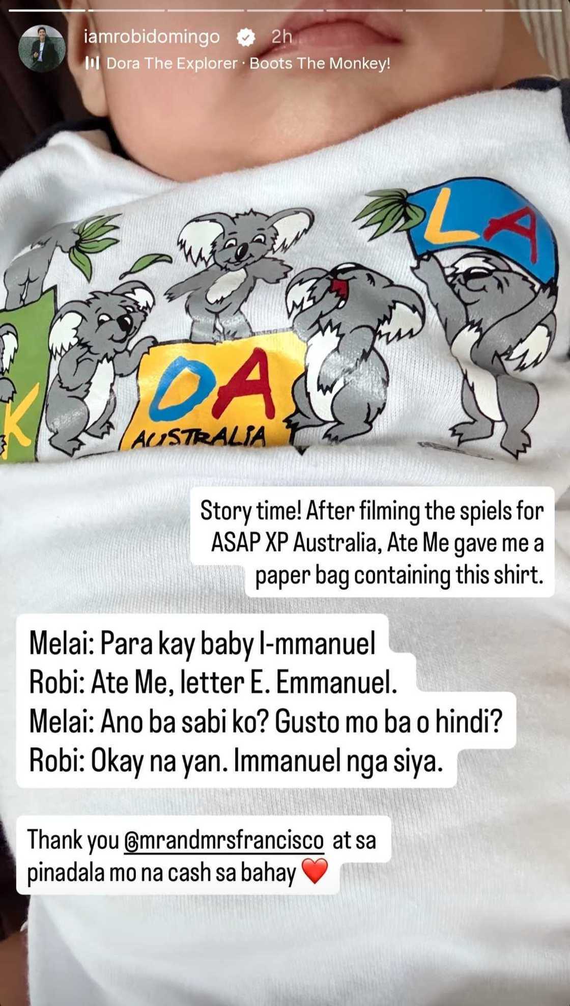 Robi Domingo, may 'story time' sa regalo ni Melai Cantiveros kay Baby Emmanuel Robi Domingo, may 'story time' sa regalo ni Melai Cantiveros kay Baby Emmanuel